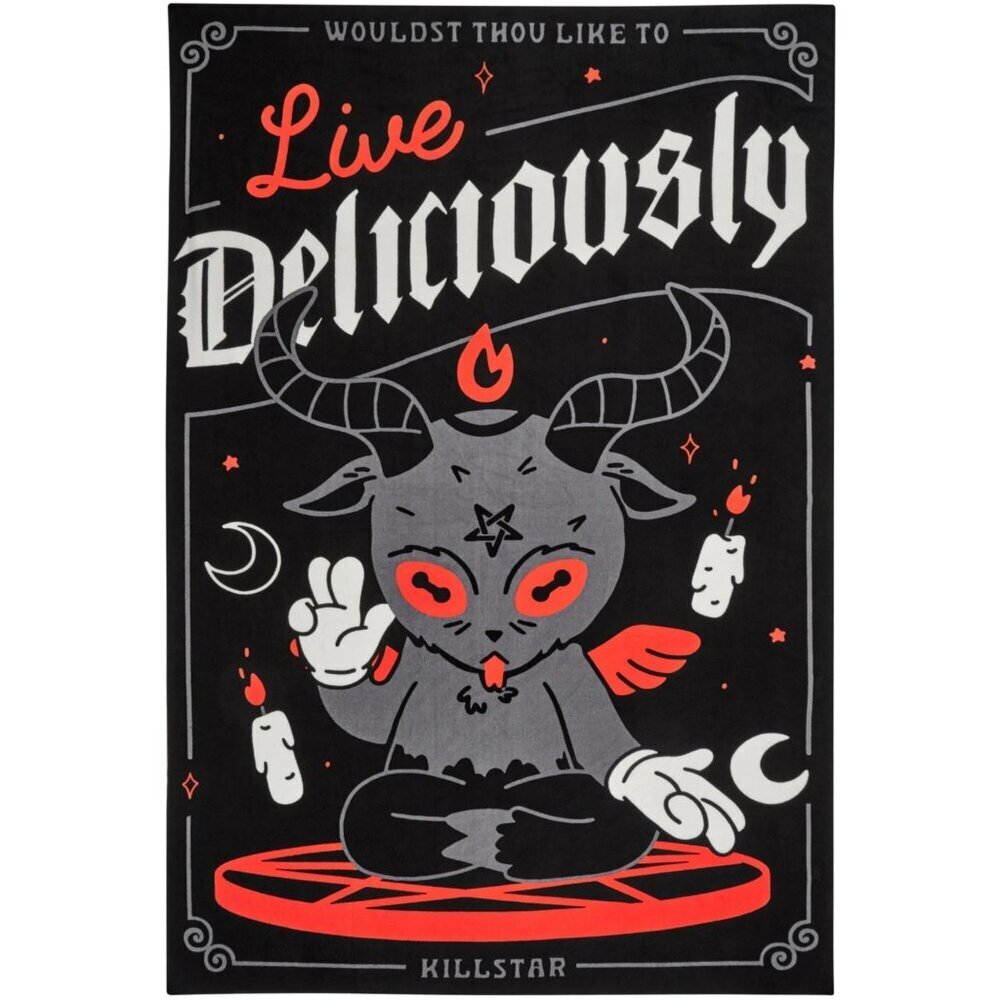 Killstar ✦ Baphomet Live Deliciously Towel ✦ XL Gothic Soft Polyester Beach Bath